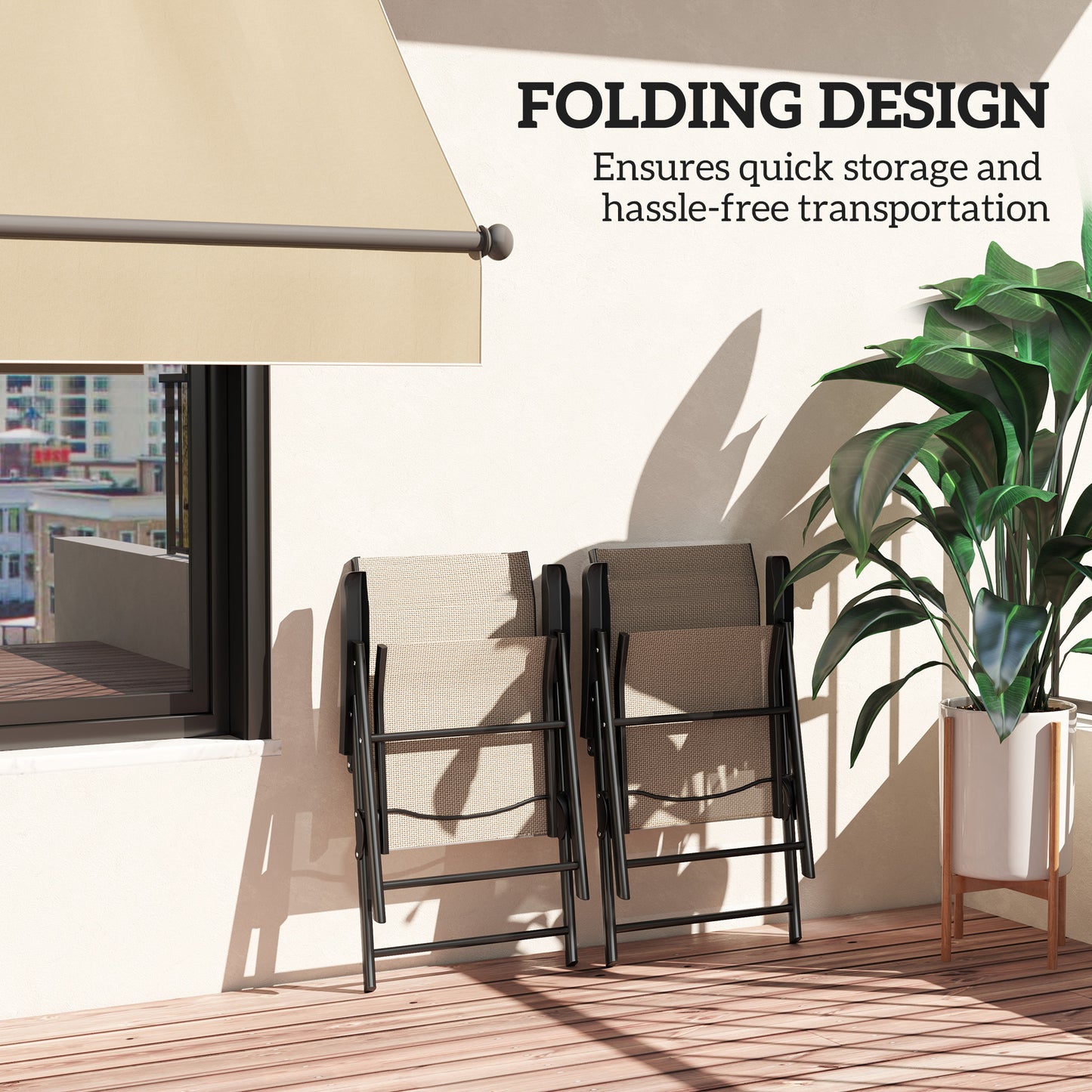 2PCS Folding Chair w/ Breathable Mesh Fabric Seat, Brown