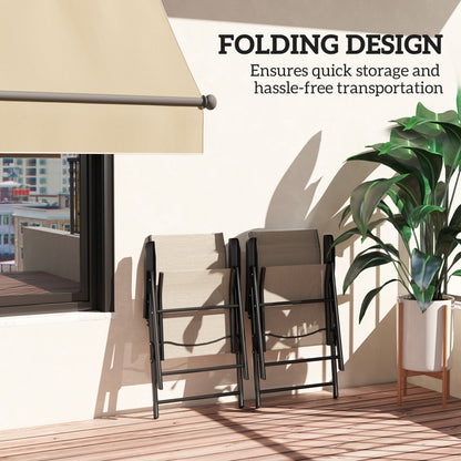 2PCS Folding Chair w/ Breathable Mesh Fabric Seat, Brown