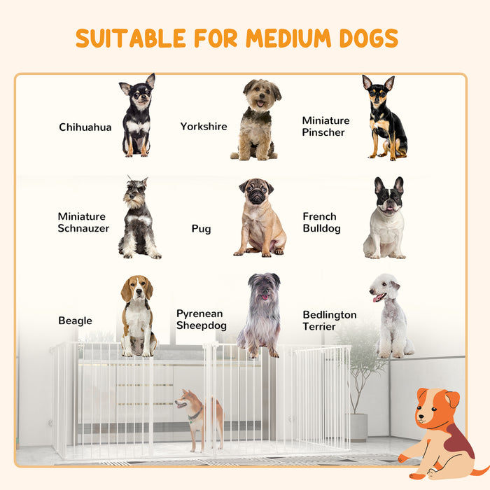 2-In-1 Multifunctional Dog Pen and Safety Pet Gate, 8 Panel Dog Playpen w/ Double-locking Door, Foldable Dog Barrier for Medium Dogs