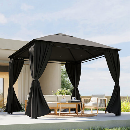 3 x 3 m Gazebo Replacement Curtains Privacy Panel Set, 4 Panels