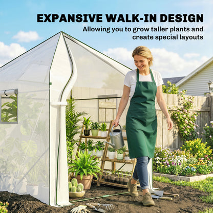 Large Plant House with Roll-up Door White