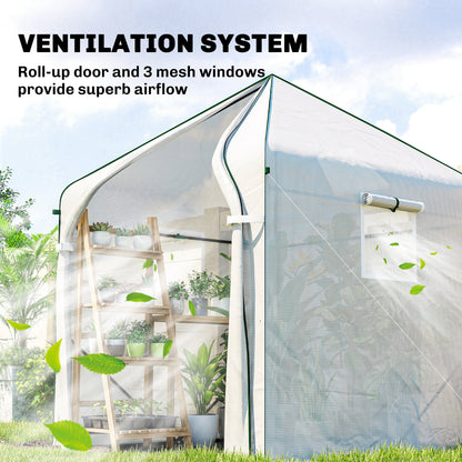 Large Plant House with Roll-up Door White