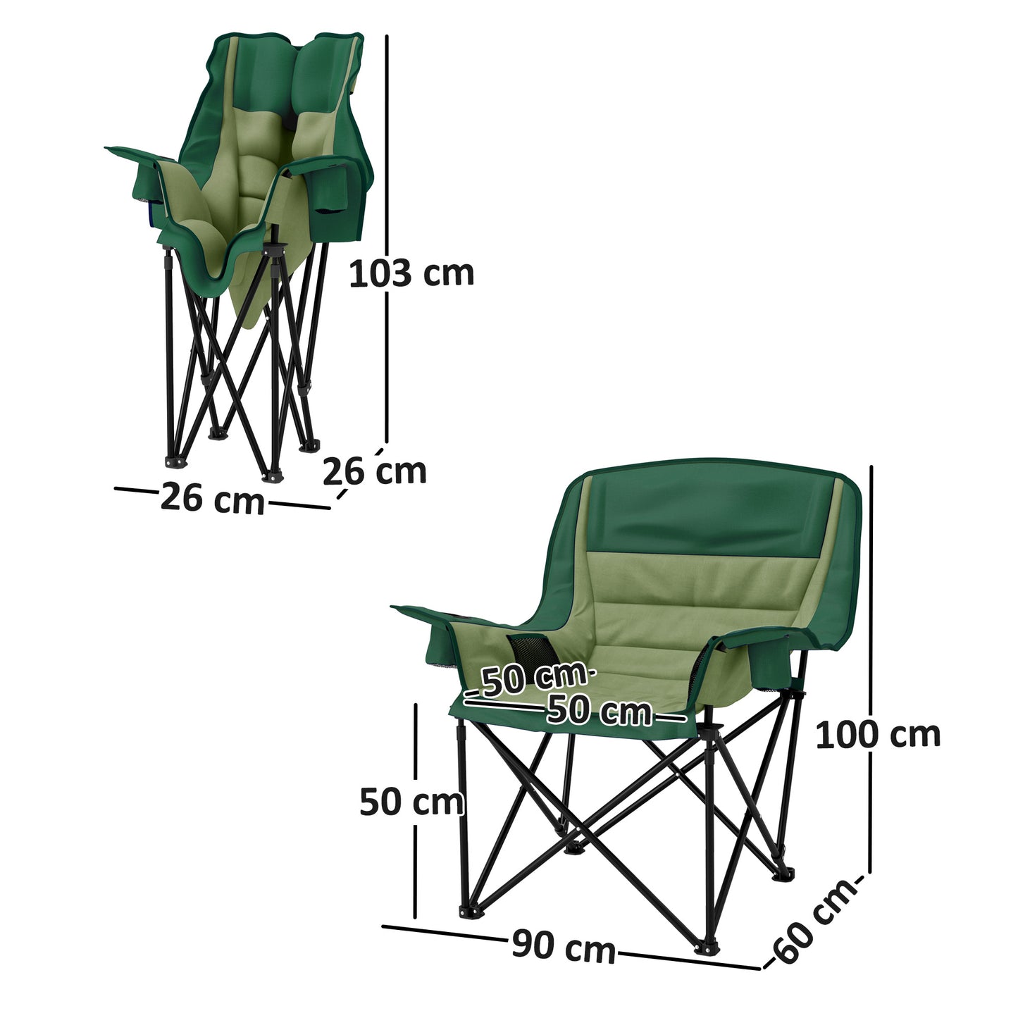 Camping Chair for Adults, Padded Folding Chair, Olive Green