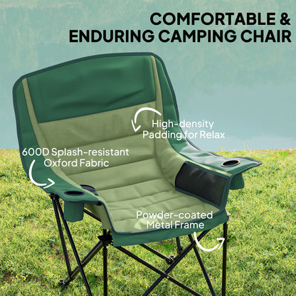 Camping Chair for Adults, Padded Folding Chair, Olive Green