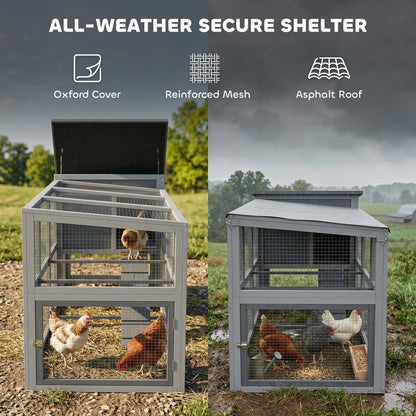Large Chicken Coop, Wooden Hen House with Covered Run