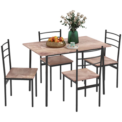 5 Piece Dining Table and Chairs Set, Space Saving, Brown and Black