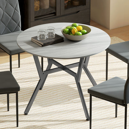 Small Kitchen Table with Black Steel Legs, Dining Table, Grey