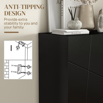 Shoe Storage Cabinet with Soft-Close Hinges and Adjust Shelves, Black