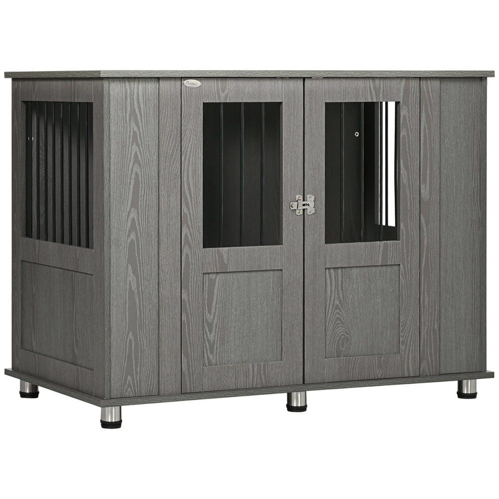 Dog Crate Furniture End Table, Pet Kennel for Extra Large Dogs with Magnetic Door Indoor Animal Cage, Grey, 116 x 60 x 87 cm