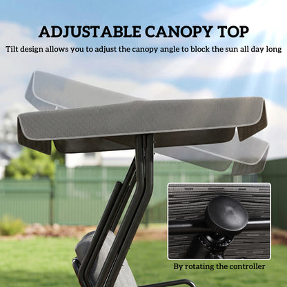 3-Seater Garden Swing Seat, Outdoor Swing Chair with Canopy, Grey