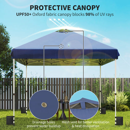 3x3 m Pop Up Gazebo w/ Wheels, One-Touch Party Tent, Dark Blue