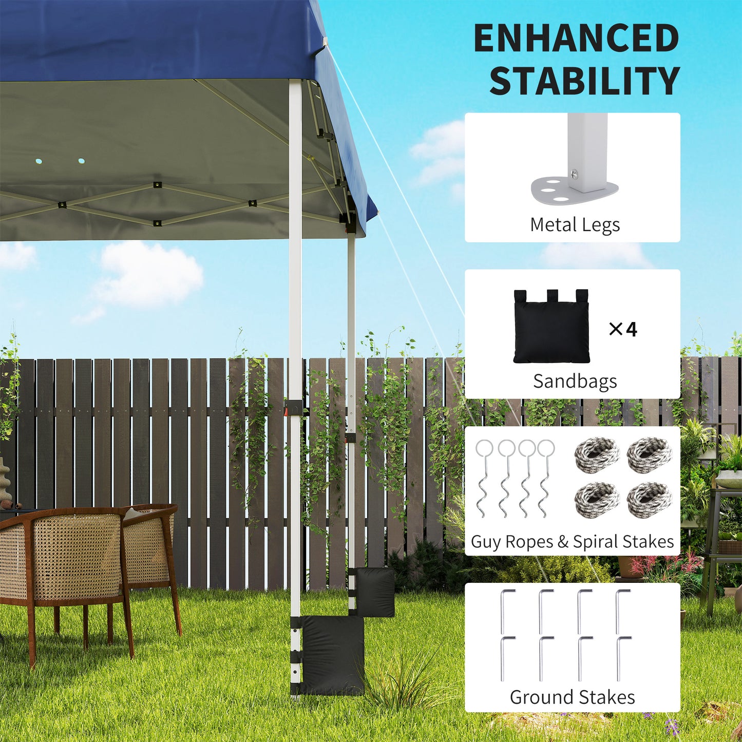 3x3 m Pop Up Gazebo w/ Wheels, One-Touch Party Tent, Dark Blue