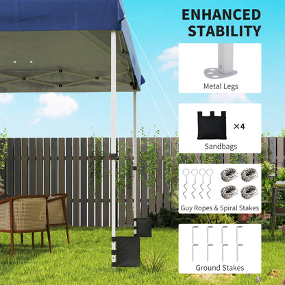 3x3 m Pop Up Gazebo w/ Wheels, One-Touch Party Tent, Dark Blue