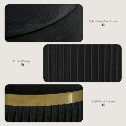 Round Pouffe Storage Footstool with Hidden Space, Black