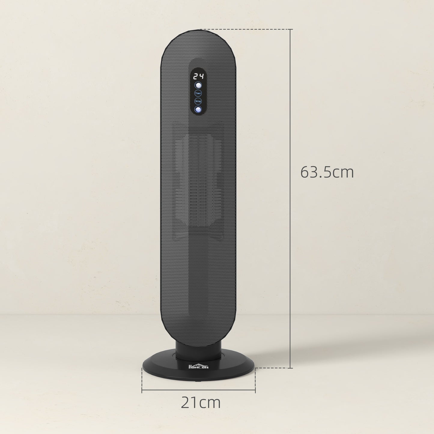 Ceramic Space Heater Tower Heater W/ 45 Degree Oscillation, Black