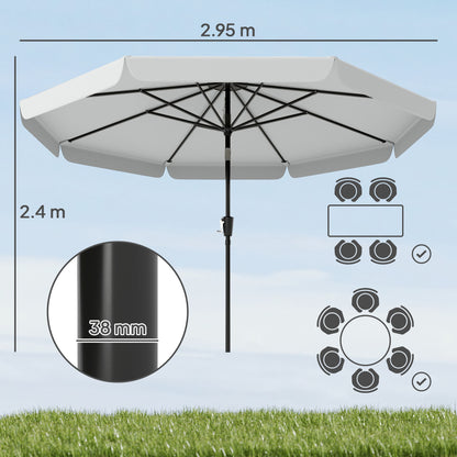 3 m Garden Parasol with Tilt & Crank, UPF30+ Outdoor Table Umbrella