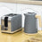 1.7L Electric Fast Boil Kettle and 2 Slice Toaster Set, Grey