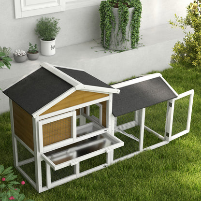 Rabbit Hutch, Guinea Pig Hutch Outdoor Double Tier w/ Ramp, Yellow