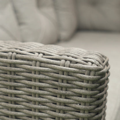 5 PCs Outdoor PE Rattan L-Shape Sofa Footstool Fire Pit Table Set