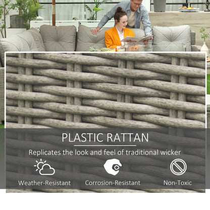 5 PCs Outdoor PE Rattan L-Shape Sofa Footstool Fire Pit Table Set