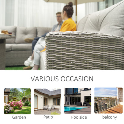 5 PCs Outdoor PE Rattan L-Shape Sofa Footstool Fire Pit Table Set