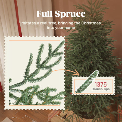 5 ft Christmas Tree, Full Spruce Xmas Tree, Easy Assembly
