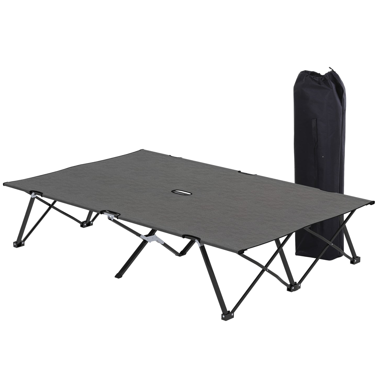 Double Camping Folding Cot Portable Sleeping Bed, Charcoal Grey