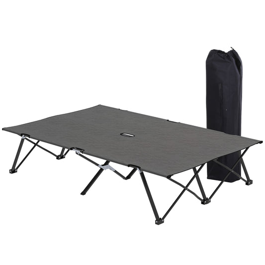 Double Camping Folding Cot Portable Sleeping Bed, Charcoal Grey