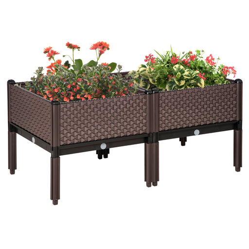 50cm x 50cm x 46.5cm Set of 2 Garden Raised Bed, Elevated Planter Box, Flower Vegetables Planting Container with Self-Watering Design