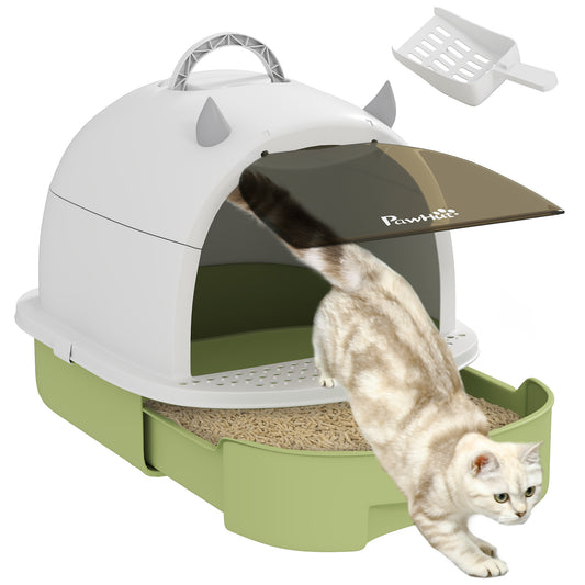 Cat Litter Tray w/ Lid, Enclosed Cat Litter Box w/ Pull-Out Drawer