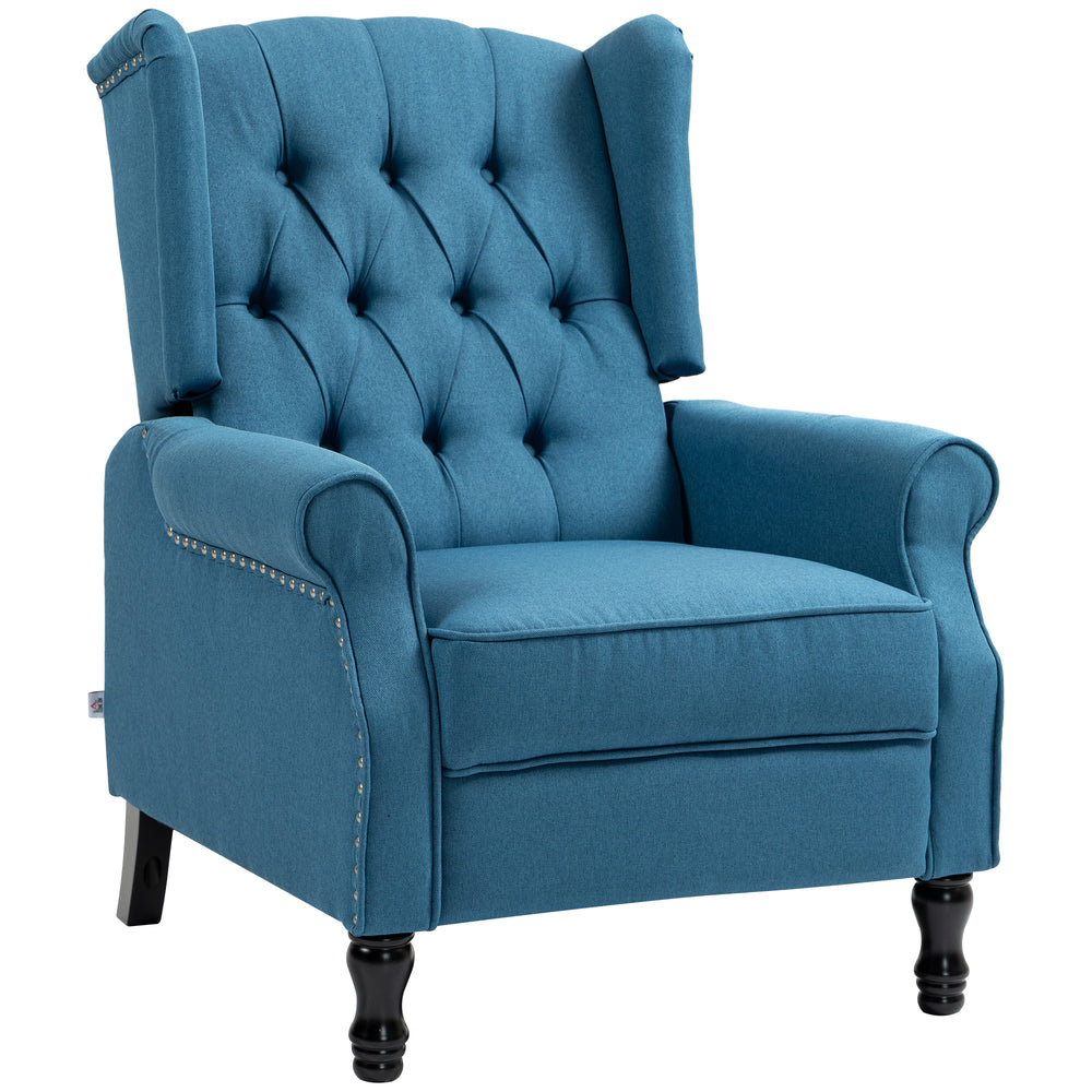 Manual Reclining Armchair Recliner with Footrest Blue