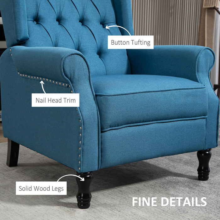 Manual Reclining Armchair Recliner with Footrest Blue