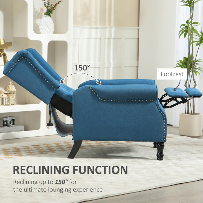 Manual Reclining Armchair Recliner with Footrest Blue