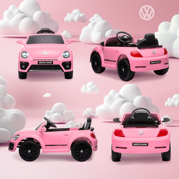 Volkswagen Beetle Licensed 12V Ride on Car w/ Remote Control, Pink