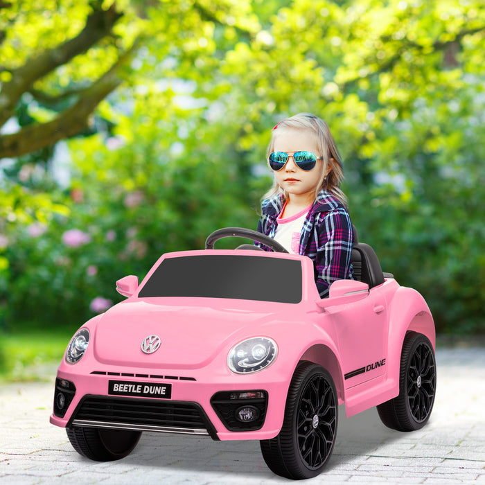 Volkswagen Beetle Licensed 12V Ride on Car w/ Remote Control, Pink