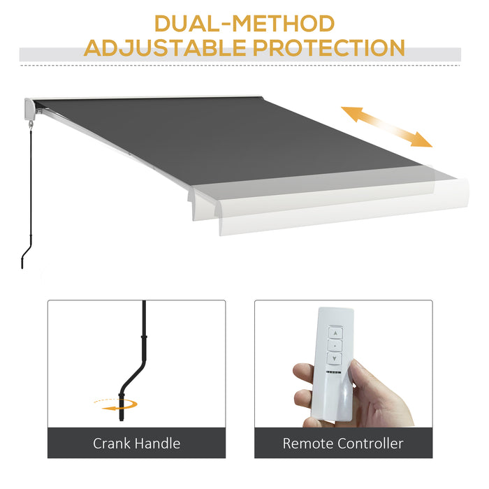 3 x 2.5m Electric Retractable Awning with Remote Controller, Aluminium Frame Sun Canopies for Patio Door Window