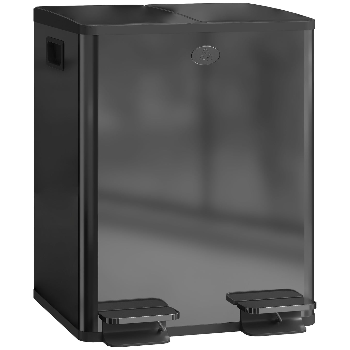 2 x 20L Dual Kitchen Bin Pedal Bin for Recycling and Waste, Black