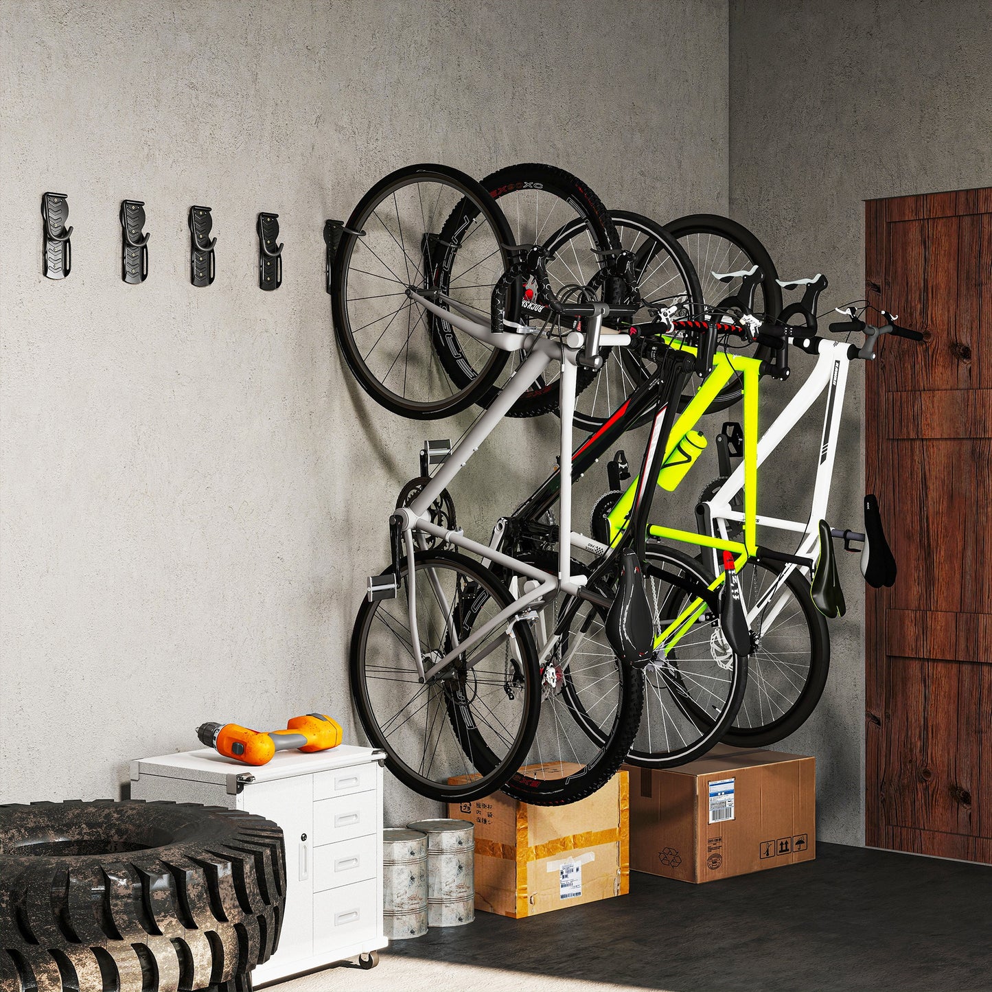 8 Pack Bike Rack, Wall Mounted Bike Hooks for Garage