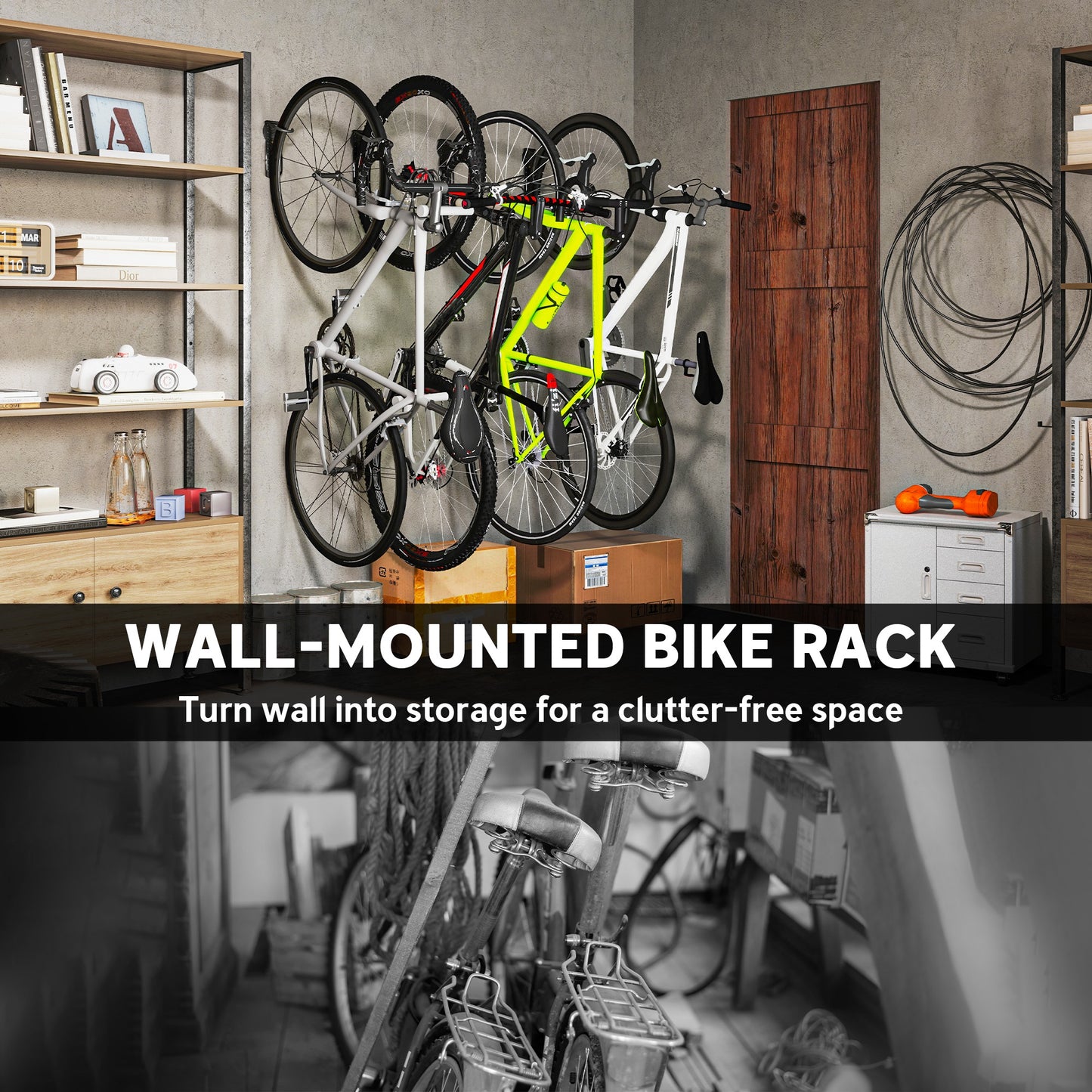 8 Pack Bike Rack, Wall Mounted Bike Hooks for Garage