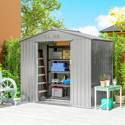 7 x 4ft Garden Shed Storage w/ Foundation Kit, Vents, Light Grey