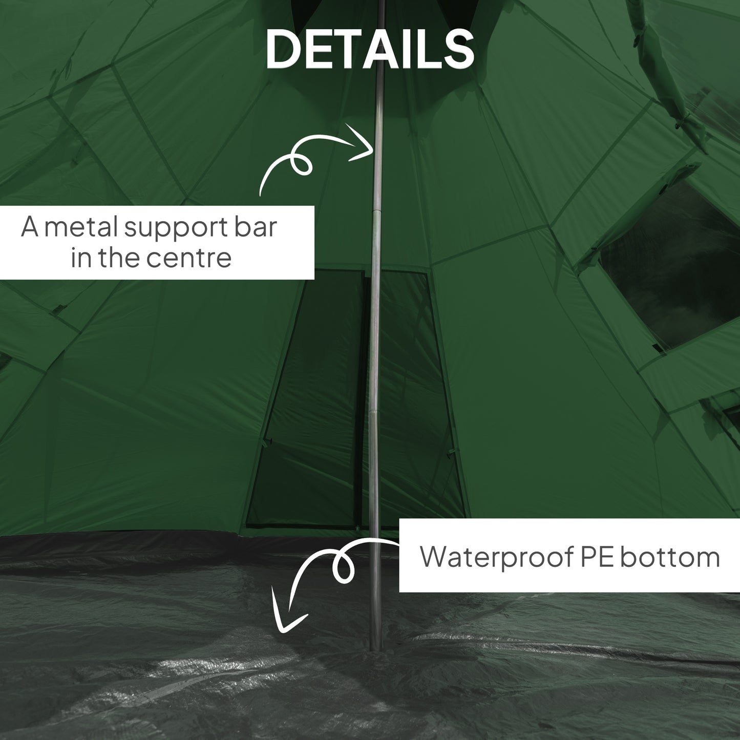 6-7 Person Large Family Party Camping Tent W/ Carrying Bag, Green