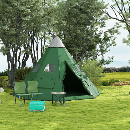 6-7 Person Large Family Party Camping Tent W/ Carrying Bag, Green