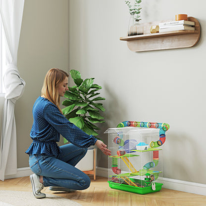 5 Tiers Hamster Cage Animal Travel Carrier Habitat, Green