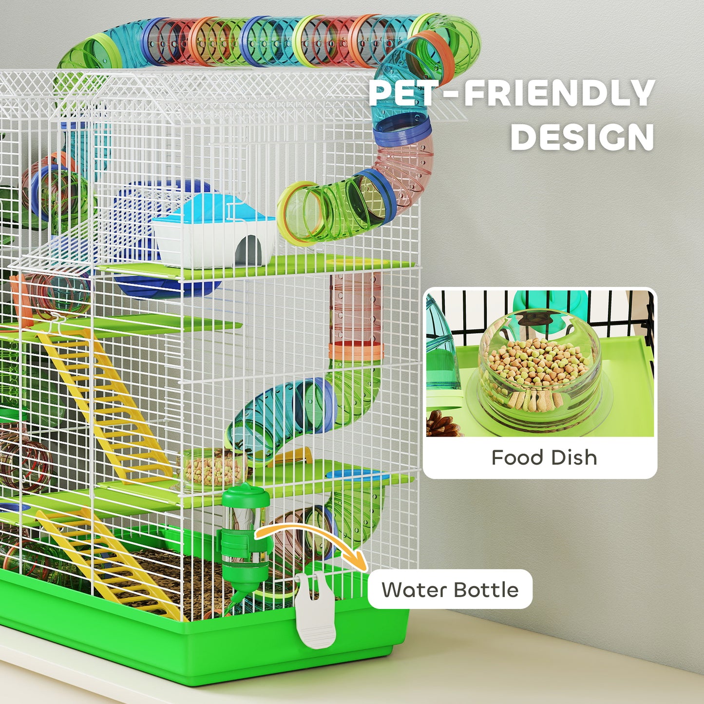 5 Tiers Hamster Cage Animal Travel Carrier Habitat, Green