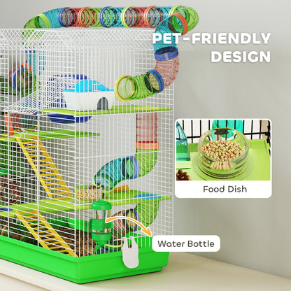 5 Tiers Hamster Cage Animal Travel Carrier Habitat, Green