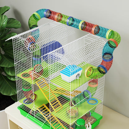 5 Tiers Hamster Cage Animal Travel Carrier Habitat, Green