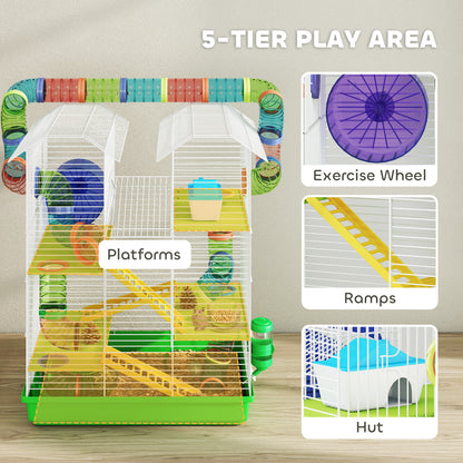 5 Tiers Hamster Cage Animal Travel Carrier Habitat, Green