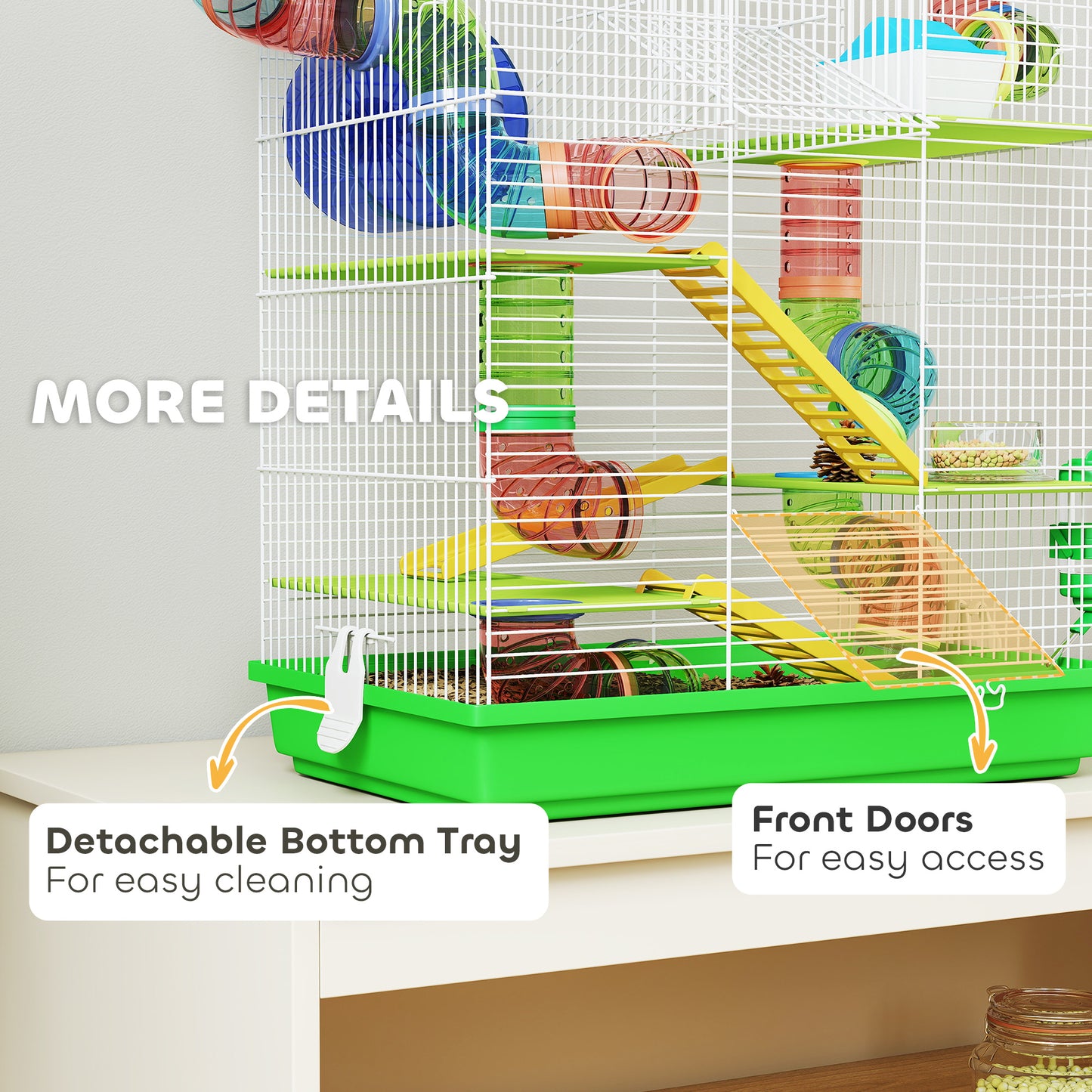 5 Tiers Hamster Cage Animal Travel Carrier Habitat, Green