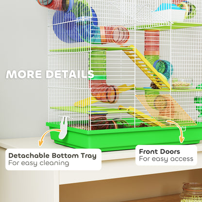5 Tiers Hamster Cage Animal Travel Carrier Habitat, Green