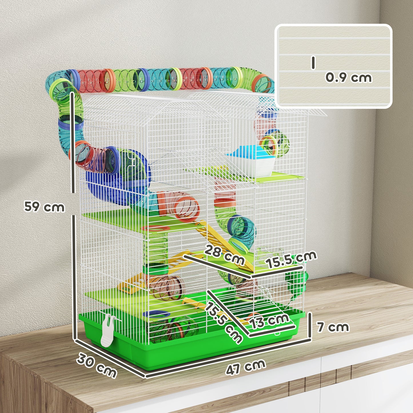 5 Tiers Hamster Cage Animal Travel Carrier Habitat, Green